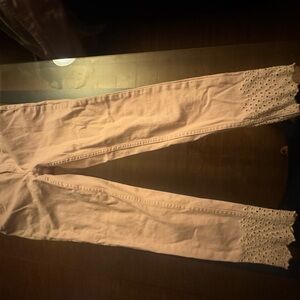 Ted Baker Pink Cropped Jeans with Lace Hem